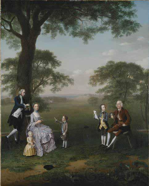 Arthur Devis The Clavey family in their garden at Hampstead Spain oil painting art